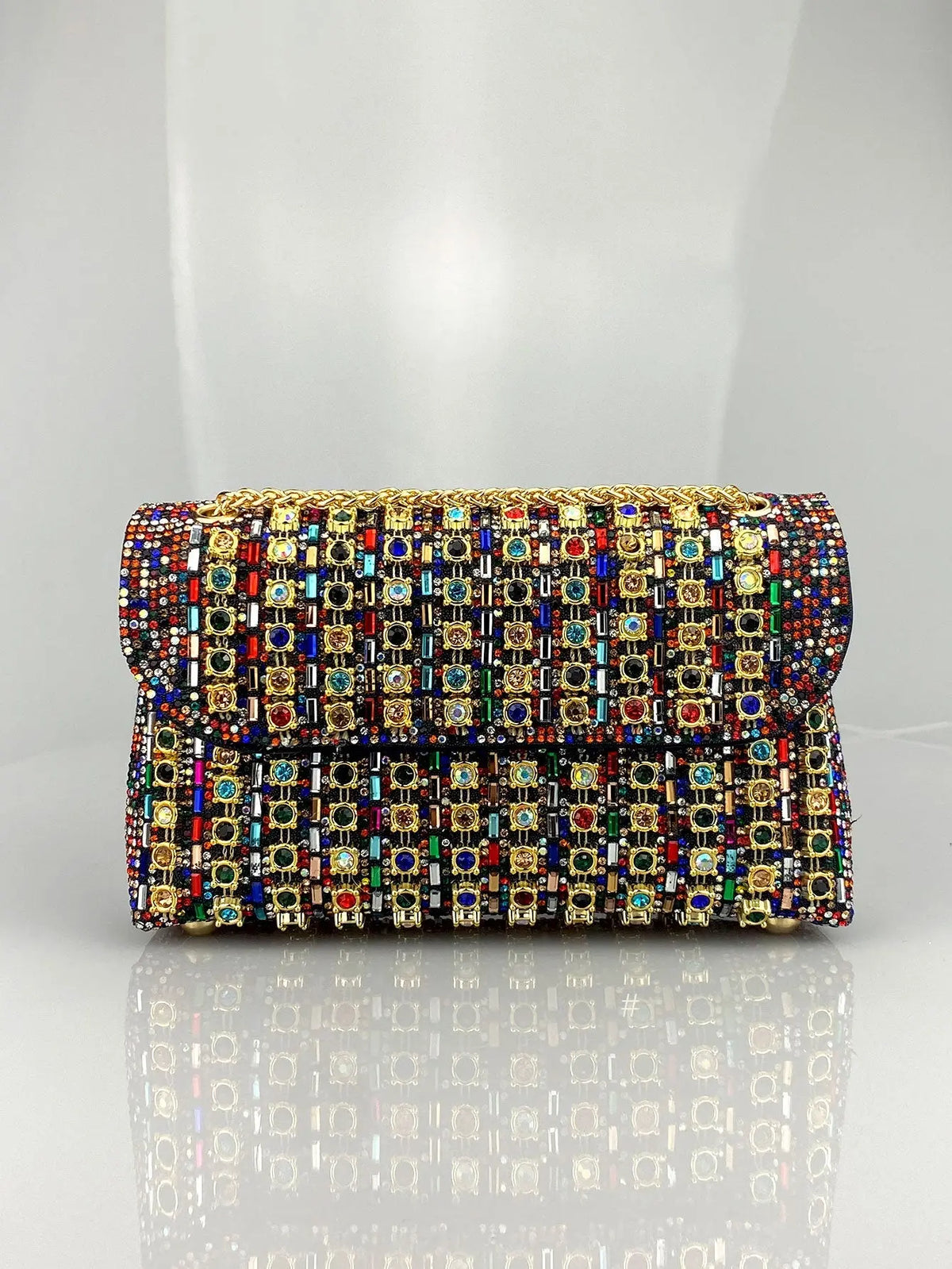 New Elegant Evening Dress Style Brooch-Adorned Clutch Bag with Rhinestones Chain Strap and Cheongsam Design for Formal Occasions
