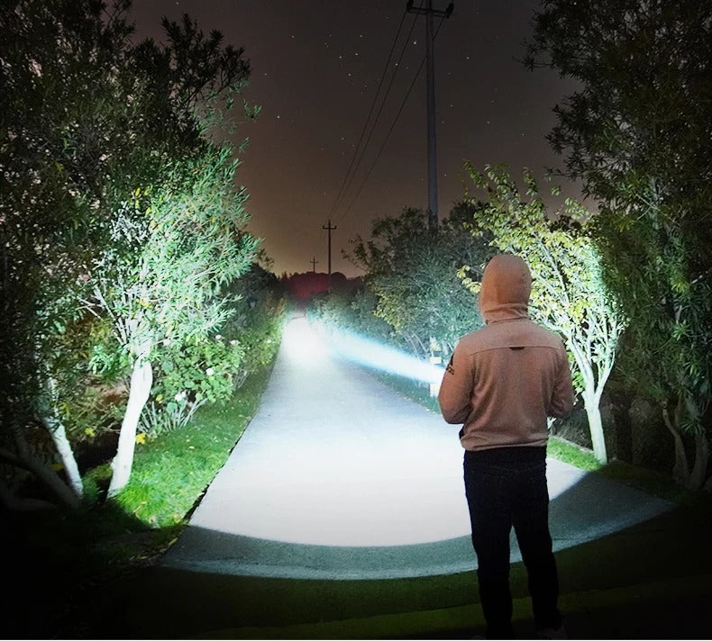 Super Bright Rechargeable LED Flashlight | Long-Range Outdoor Flashlight 500m | Heavy-Duty & Waterproof - Trends Zone