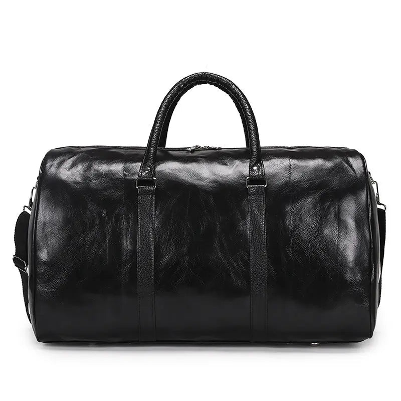 PU travel bag large capacity cylindrical sports fitness bag business casual short trip luggage bag