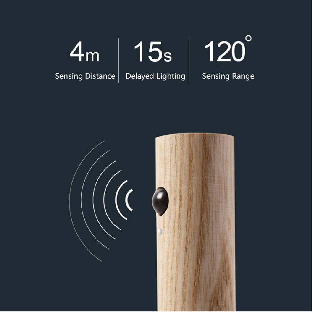 Auto LED USB Magnetic Wood Wireless Night Light Corridors Porch Lights PIR Motion Sensor Wall Light Cabinet Lamp - Trends Zone