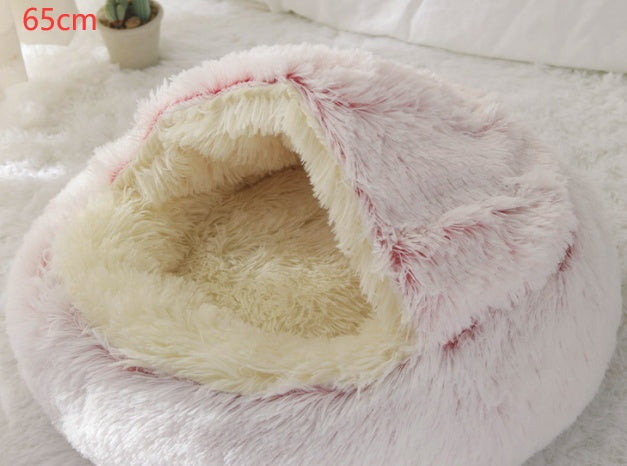 2 In 1 Dog And Cat Bed Pet Winter Bed Round Plush Warm Bed House Soft Long Plush Pets Bed Pet Products - Trends Zone