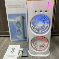 Double-Ended Portable Spray Fan | Mini Air Cooler & Humidifier with 3 Speeds & LED Light