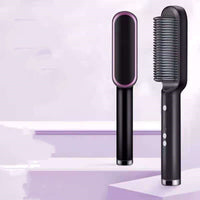 New 2 In 1 Hair Straightener Hot Comb Negative Ion Curling Tong Dual-purpose Electric Hair Brush - Trends Zone