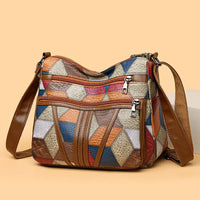 Splicing color blocking large capacity shoulder bag