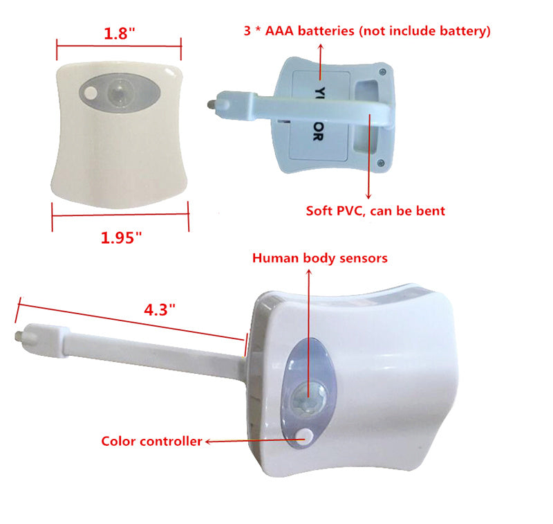 Motion Sensor Toilet Night Light | 8-Color LED, Battery Powered, Fits Any Toilet - Trends Zone