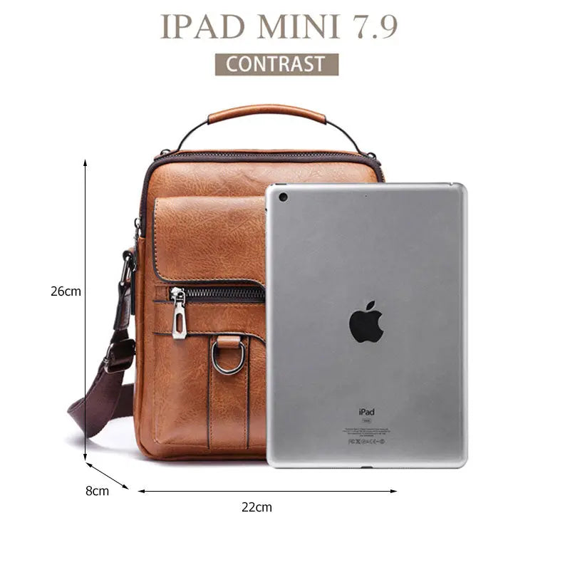 Casual Men Shoulder Bag Vintage Crossbody Bags High Quality Male Bag PU Leather Handbag Capacity Men Messenger Bags Tote Bag
