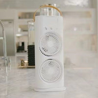 Double-Ended Portable Spray Fan | Mini Air Cooler & Humidifier with 3 Speeds & LED Light