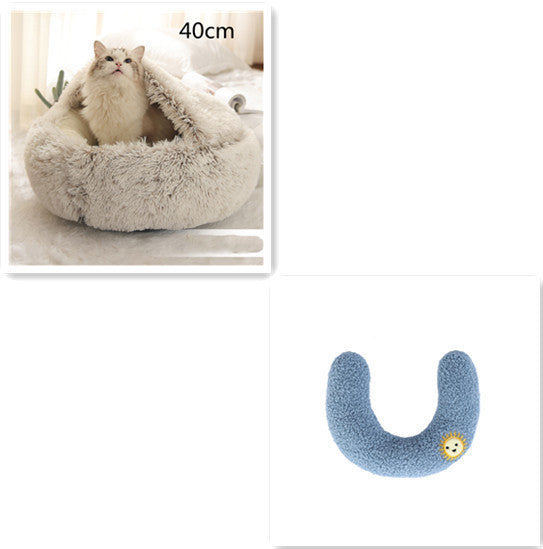 2 In 1 Dog And Cat Bed Pet Winter Bed Round Plush Warm Bed House Soft Long Plush Pets Bed Pet Products - Trends Zone