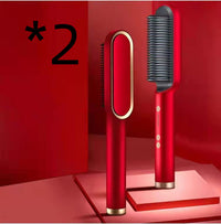 New 2 In 1 Hair Straightener Hot Comb Negative Ion Curling Tong Dual-purpose Electric Hair Brush - Trends Zone