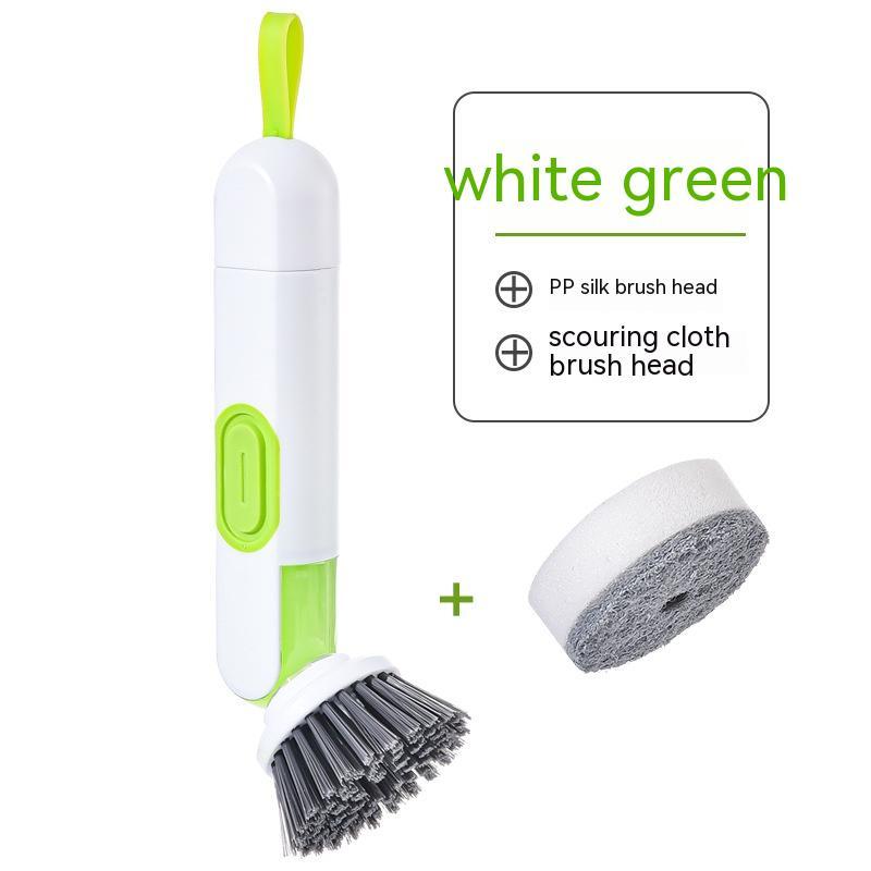 All-in-One Long-Handle Liquid-Filled Cleaning Brush with Leak-Proof Soap Dispenser – 2 Replaceable Heads for a Spotless Kitchen - Trends Zone