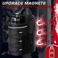 Magnetic bottle sling bag with water bottle attached