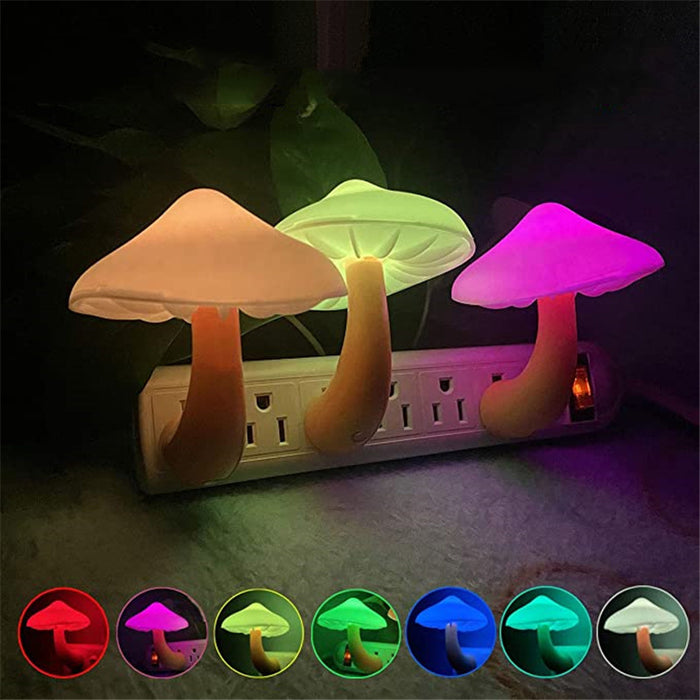 Cozy Mushroom LED Night Light – Auto Sensor Plug-In Lamp with Warm Glow for Bedrooms & More! - Trends Zone