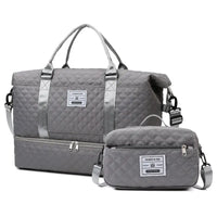 Checkered Dry-Wet Separation Sports Tote Bag Yoga Fitness Bag Large Capacity Shoe Compartment Travel Bag