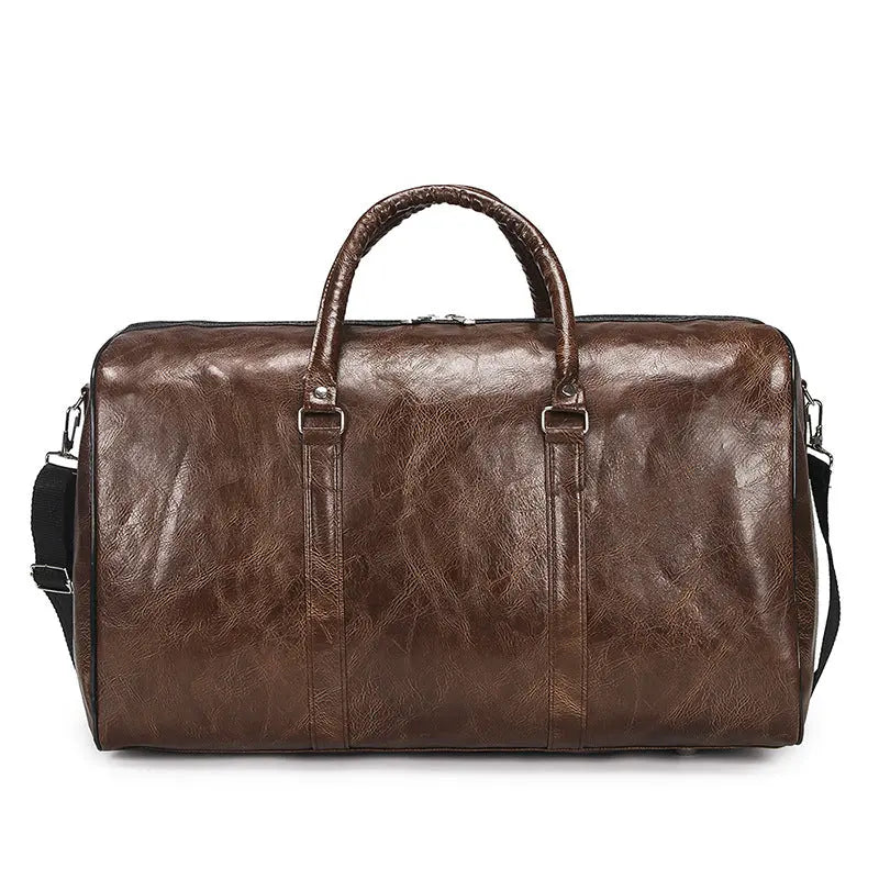 PU travel bag large capacity cylindrical sports fitness bag business casual short trip luggage bag
