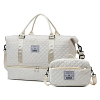 Checkered Dry-Wet Separation Sports Tote Bag Yoga Fitness Bag Large Capacity Shoe Compartment Travel Bag