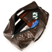 PU travel bag large capacity cylindrical sports fitness bag business casual short trip luggage bag