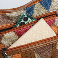 Splicing color blocking large capacity shoulder bag