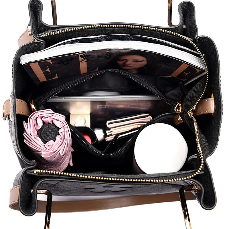 Handbag Women's Fashion Embossed Tote Bag Large Capacity Maternity Bucket Bag
