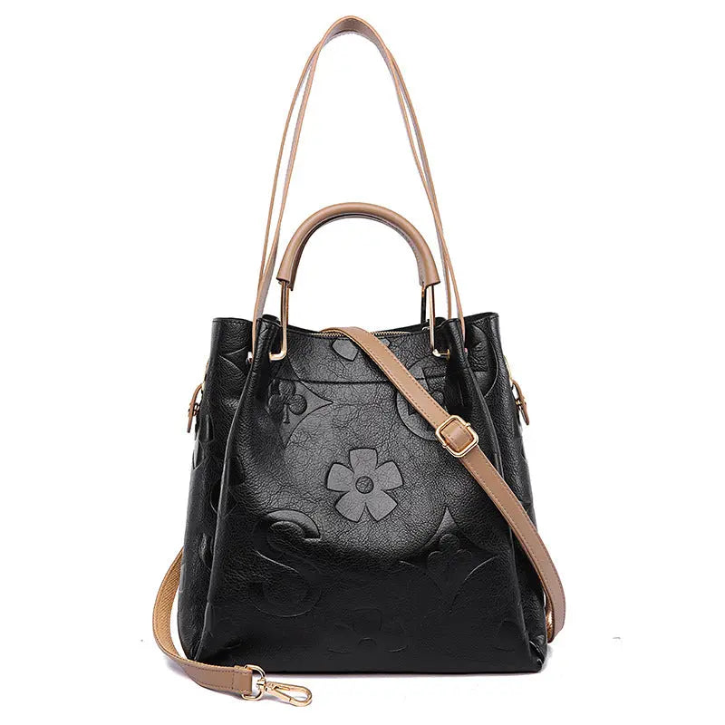 Handbag Women's Fashion Embossed Tote Bag Large Capacity Maternity Bucket Bag