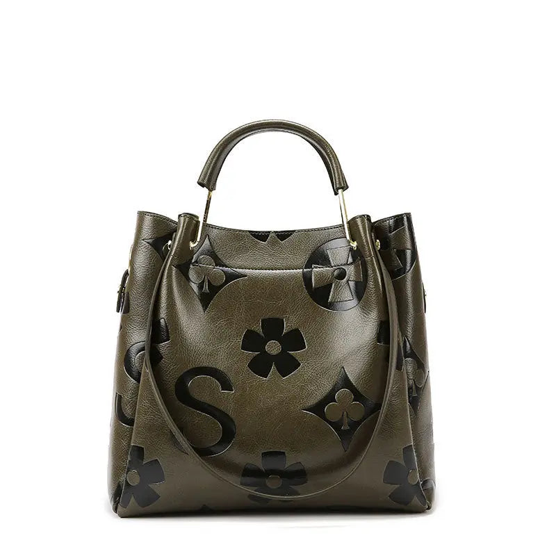 Handbag Women's Fashion Embossed Tote Bag Large Capacity Maternity Bucket Bag