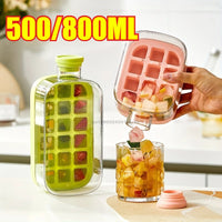 Ice Cube Tray Large Capacity Water Bottle Combo with Lid Flexible Transparent Plastic Mold