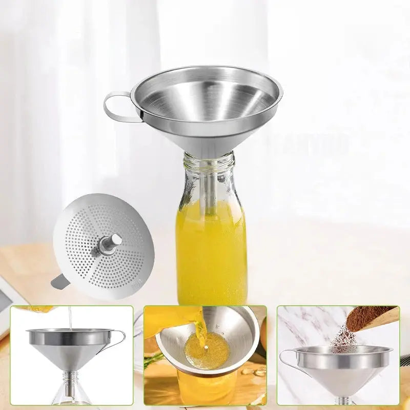 CleanPour Stainless Steel Funnel & Strainer - Trends Zone