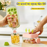 Ice Cube Tray Large Capacity Water Bottle Combo with Lid Flexible Transparent Plastic Mold