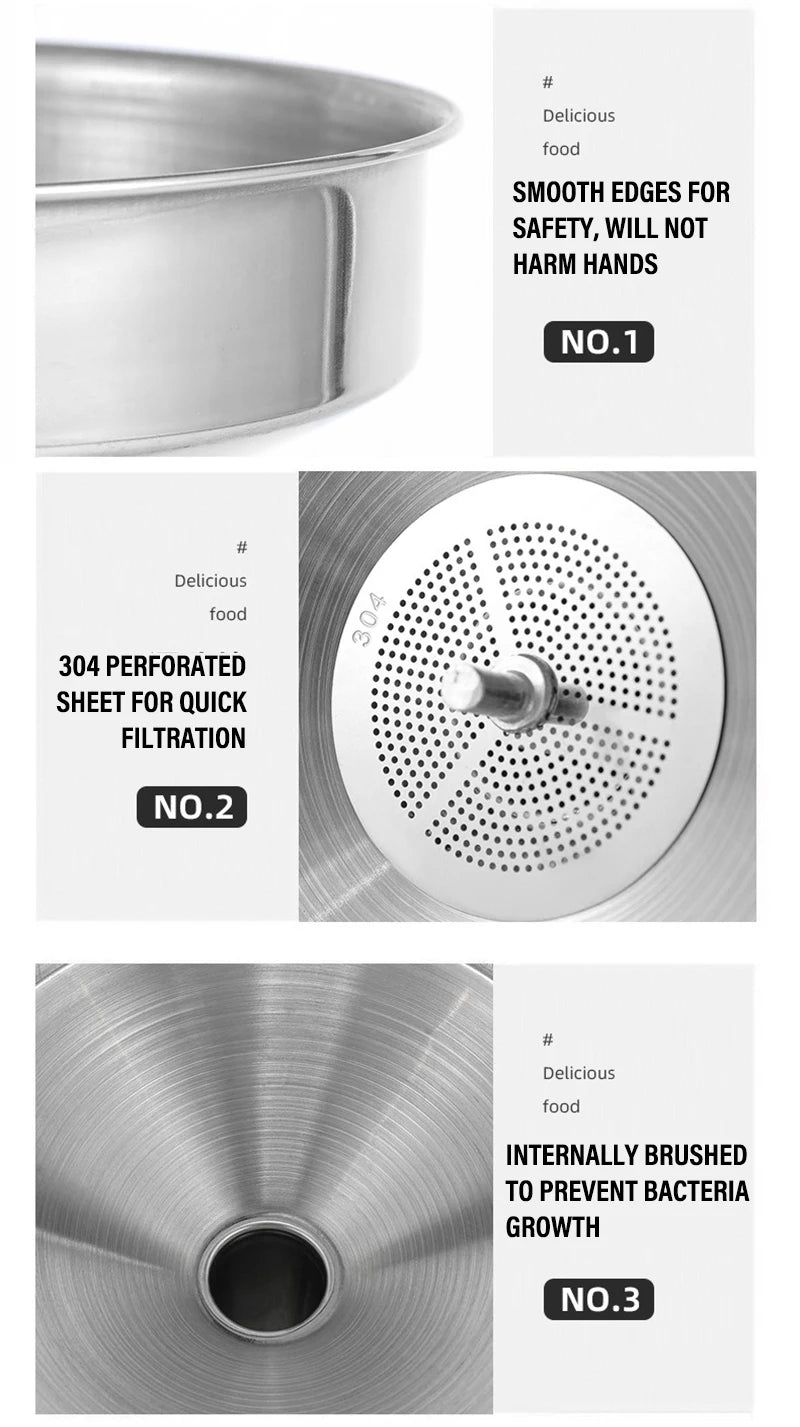 CleanPour Stainless Steel Funnel & Strainer