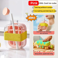 Ice Cube Tray Large Capacity Water Bottle Combo with Lid Flexible Transparent Plastic Mold