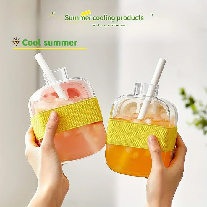 Ice Cube Tray Large Capacity Water Bottle Combo with Lid Flexible Transparent Plastic Mold