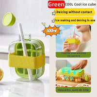 Ice Cube Tray Large Capacity Water Bottle Combo with Lid Flexible Transparent Plastic Mold