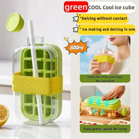 Ice Cube Tray Large Capacity Water Bottle Combo with Lid Flexible Transparent Plastic Mold