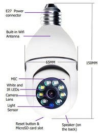 WiFi CAMERA 1080P Bulb 4X Zoom Camera E27 Home 5GWiFi Alarm Monitor - Trends Zone