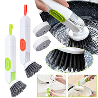 All-in-One Long-Handle Liquid-Filled Cleaning Brush with Leak-Proof Soap Dispenser – 2 Replaceable Heads for a Spotless Kitchen - Trends Zone