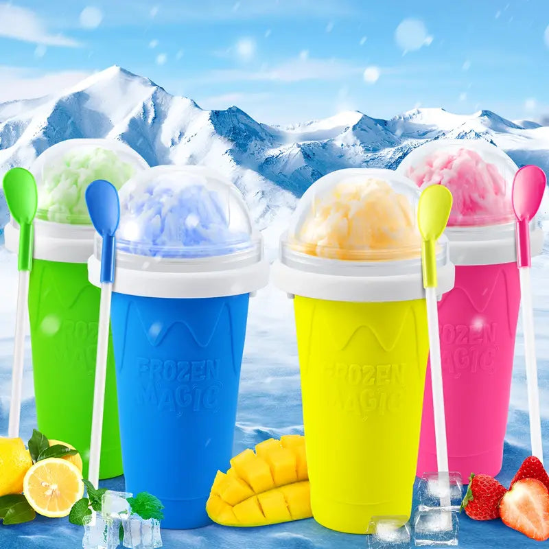 350ml Silicone Cup for Slushies and Ice Cream, Magic Straw - Trends Zone