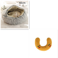 2 In 1 Dog And Cat Bed Pet Winter Bed Round Plush Warm Bed House Soft Long Plush Pets Bed Pet Products - Trends Zone