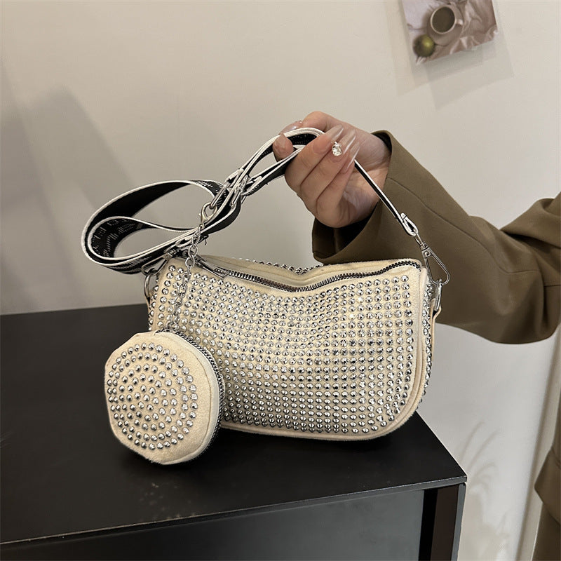 Luxury Rhinestone Shoulder Bag with Mini Purse – Chic Crossbody for Women - Trends Zone