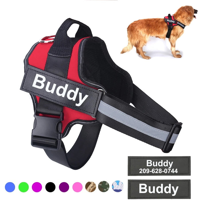 Personalized Dog Harness NO PULL Reflective Breathable Adjustable Pet Harness Vest For Small Large Dog Custom Patch Pet Supplies - Trends Zone