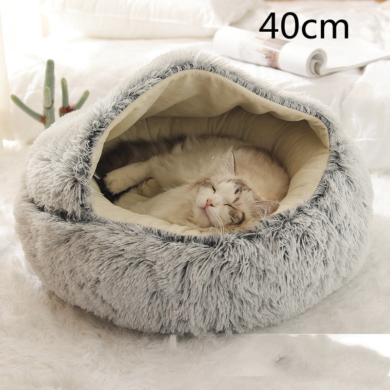 2 In 1 Dog And Cat Bed Pet Winter Bed Round Plush Warm Bed House Soft Long Plush Pets Bed Pet Products - Trends Zone