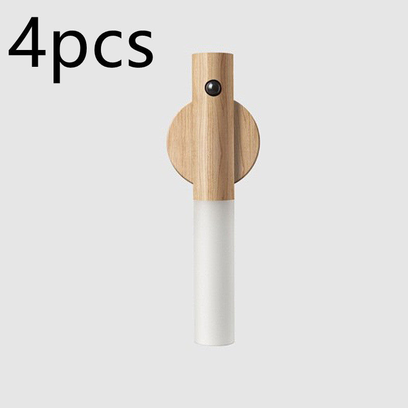 Auto LED USB Magnetic Wood Wireless Night Light Corridors Porch Lights PIR Motion Sensor Wall Light Cabinet Lamp - Trends Zone
