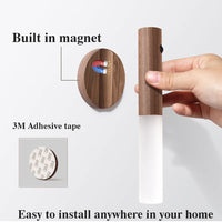 Auto LED USB Magnetic Wood Wireless Night Light Corridors Porch Lights PIR Motion Sensor Wall Light Cabinet Lamp - Trends Zone