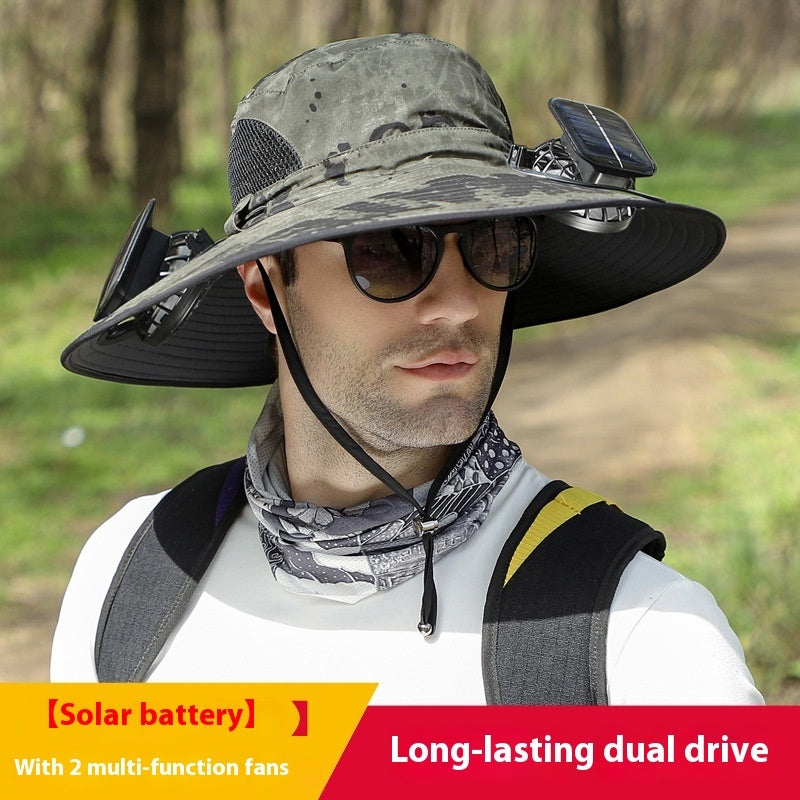 Solar-Powered Outdoor Sun Hat with Fan – Wide Brim, USB Rechargeable, Adjustable Hat - Trends Zone