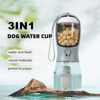 3-in-1 Pet Water Bottle – Food, Water & Waste Bag Dispenser