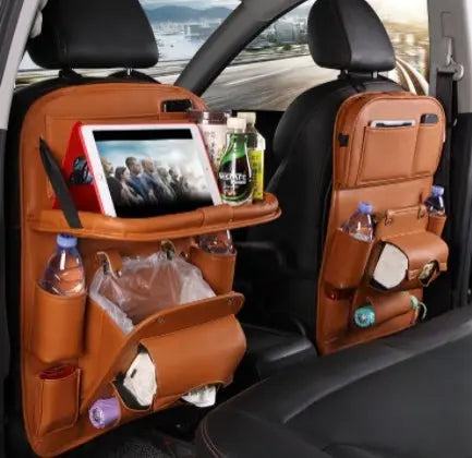 Leather Car Storage Bag – Multifunctional Waterproof Organizer for Seat Back - Trends Zone