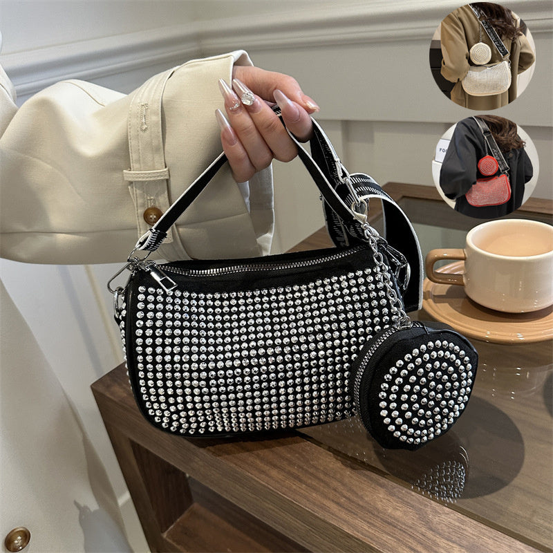 Luxury Rhinestone Shoulder Bag with Mini Purse – Chic Crossbody for Women - Trends Zone