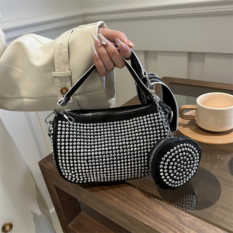 Luxury Rhinestone Shoulder Bag with Mini Purse – Chic Crossbody for Women - Trends Zone