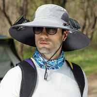 Solar-Powered Outdoor Sun Hat with Fan – Wide Brim, USB Rechargeable, Adjustable Hat - Trends Zone