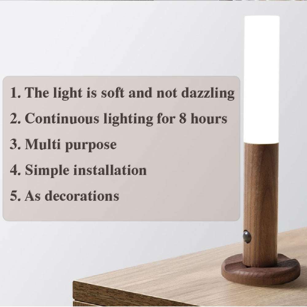 Auto LED USB Magnetic Wood Wireless Night Light Corridors Porch Lights PIR Motion Sensor Wall Light Cabinet Lamp - Trends Zone