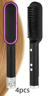 New 2 In 1 Hair Straightener Hot Comb Negative Ion Curling Tong Dual-purpose Electric Hair Brush - Trends Zone