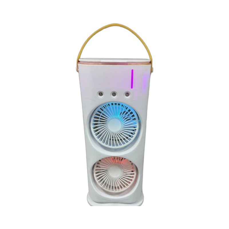 Double-Ended Portable Spray Fan | Mini Air Cooler & Humidifier with 3 Speeds & LED Light